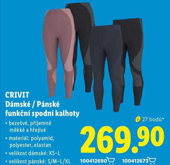 CRIVIT Dámské / Pánské funkční spodní kalhoty