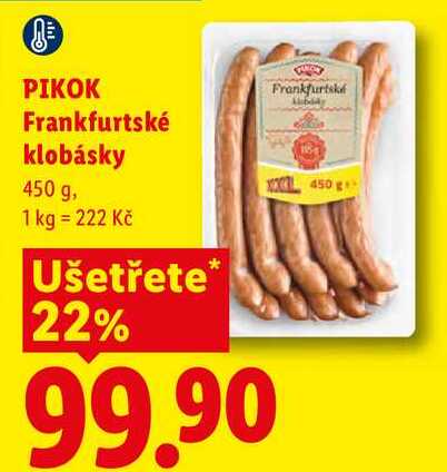 PIKOK Frankfurtské klobásky, 450 g