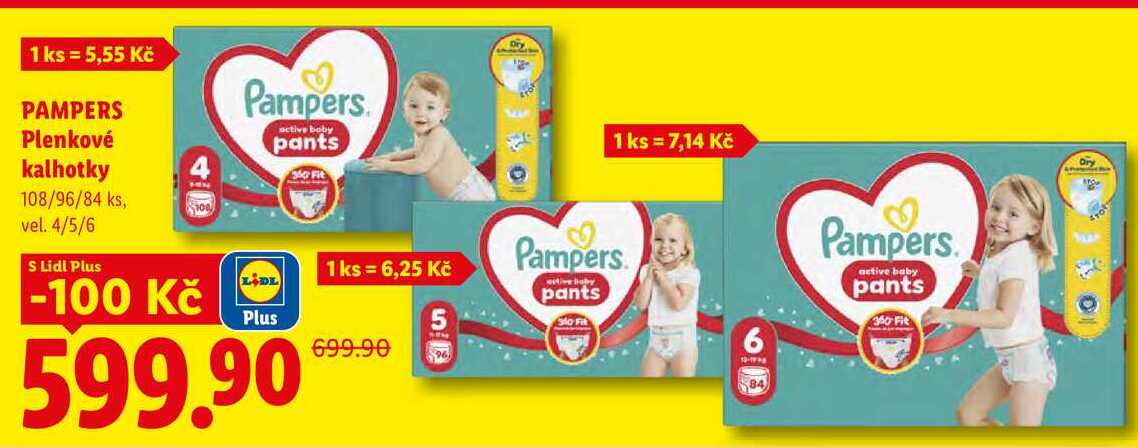 PAMPERS Plenkové kalhotky 108/96/84 ks, vel. 4/5/6 S