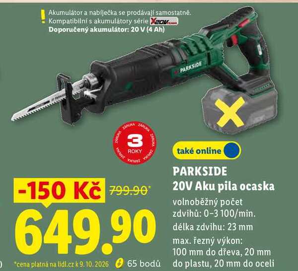 PARKSIDE 20V Aku pila ocaska