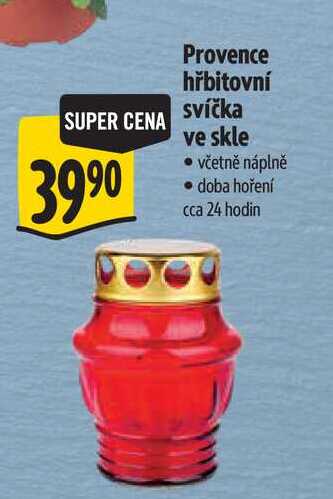   Provence hřbitovní svíčka ve skle  