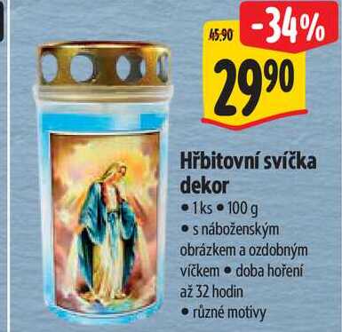 Hřbitovní svíčka dekor