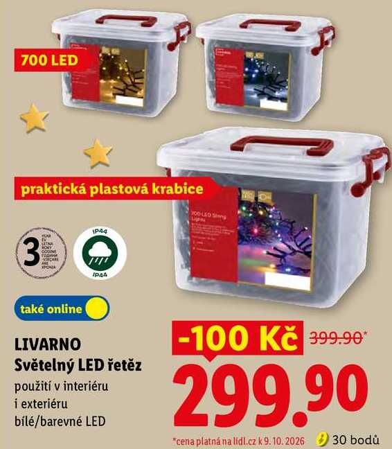 LIVARNO Světelný LED řetěz použití v interiéru i exteriéru