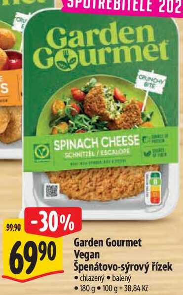 Garden Gourmet Vegan Špenátovo-sýrový řízek , 180 g