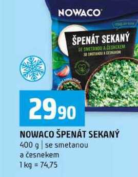 NOWACO ŠPENÁT SEKANÝ 400 g se smetanou a česnekem