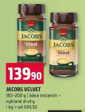 JACOBS VELVET 180-200 g káva instantní vybrané druhy