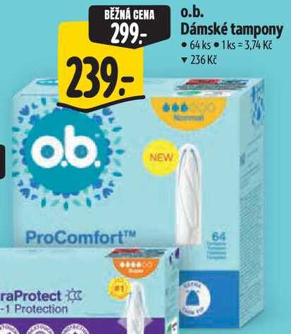 o.b. Dámské tampony, 64 ks 