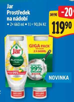 Jar Prostředek na nádobí, 2x 660 ml
