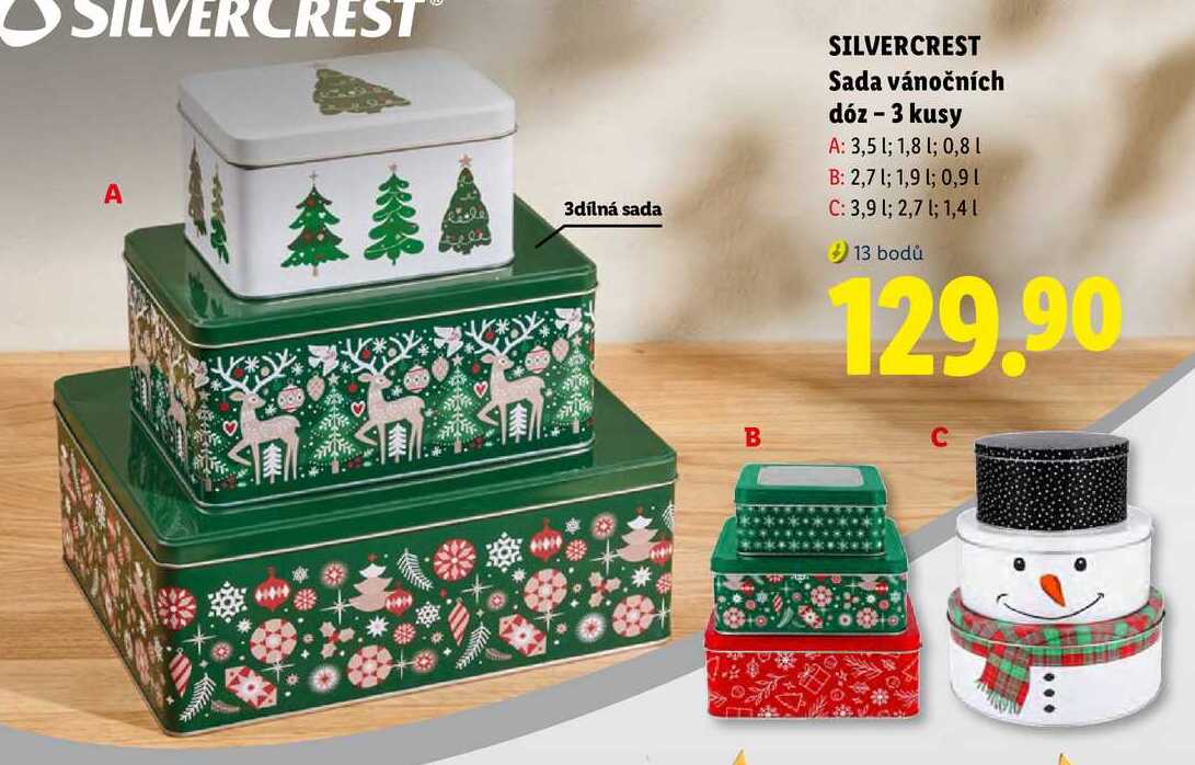 SILVERCREST Sada vánočních dóz - 3 kusy