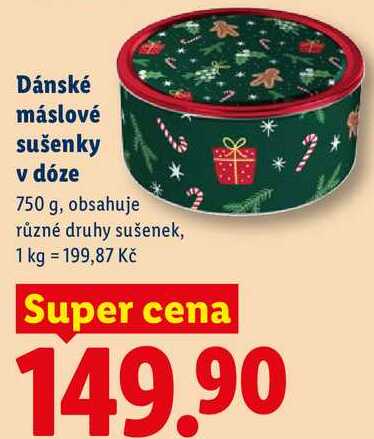 Dánské máslové sušenky v dóze, 750 g,