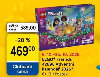 LEGO® Friends 42698 Adventní kalendář 2026, 6+, 211 kostek  