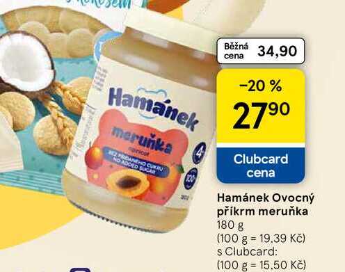 Hamánek Ovocný příkrm meruňka, 180 g 