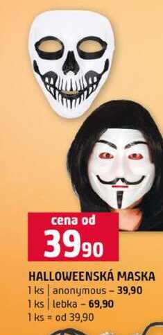 HALLOWEENSKÁ MASKA 1 ks anonymous 1 ks lebka