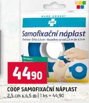 COOP SAMOFIXAČNÍ NÁPLAST 2,5 cm x 4,5 m