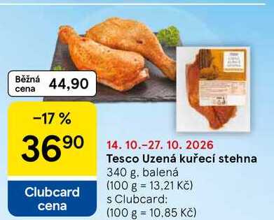 Tesco Uzená kuřecí stehna, 340 g
