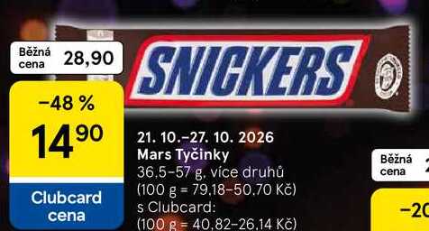 Mars Tyčinky, 36,5-57 g, více druhů