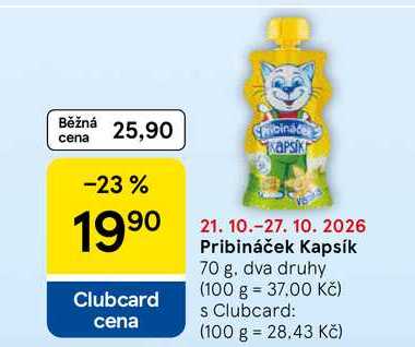 Pribináček Kapsík, 70 g, dva druhy