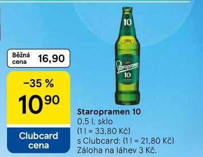 Staropramen 10, 0,5 l, sklo
