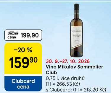 Víno Mikulov Sommelier Club, 0,75 l, více druhů
