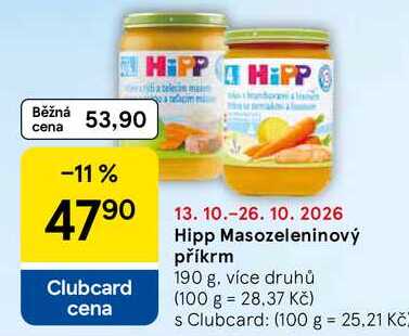 Hipp Masozeleninový příkrm, 190 g, více druhů