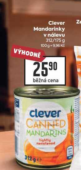 Clever Mandarinky VÝHODNĚ v nálevu 312/175 g