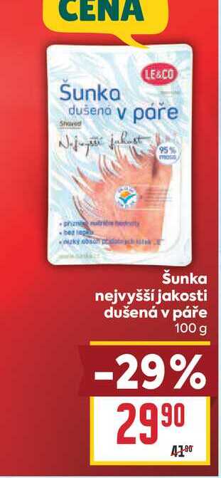 Šunka nejvyšší jakosti dušená v páře 100g