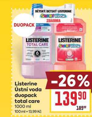Listerine Ústní voda duopack total care 1000 ml