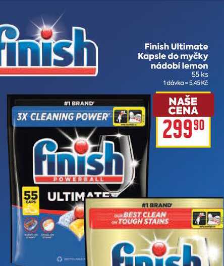 Finish Ultimate Kapsle do myčky nádobí lemon 55 ks
