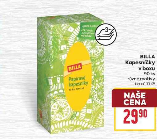BILLA Kapesničky v boxu 90 ks