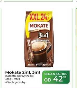 Mokate 2in1, 3in1  instantní kávový nápoj 336g-408g