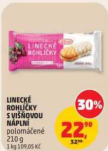 LINECKÉ ROHLÍČKY S VIŠŇOVOU NÁPLNÍ polomáčené, 210 g