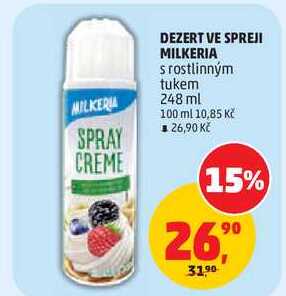 DEZERT VE SPREJI MILKERIA s rostlinným tukem, 248 ml  