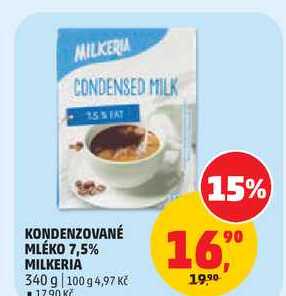 KONDENZOVANÉ MLÉKO 7,5% MILKERIA, 340 g  