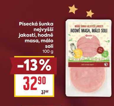 Písecká šunka nejvyšší jakosti, hodně masa, málo soli 100 g