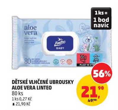 DĚTSKÉ VLHČENÉ UBROUSKY ALOE VERA LINTEO, 80 ks