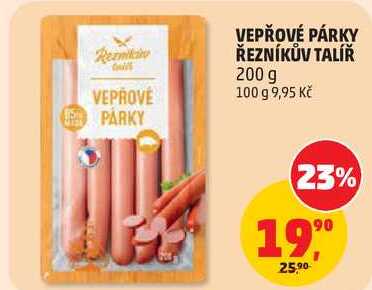 VEPŘOVÉ PÁRKY ŘEZNÍKŮV TALÍŘ, 200 g