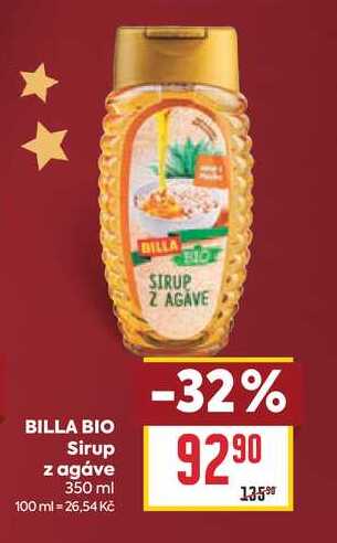 BILLA BIO Sirup z agáve 350 ml 