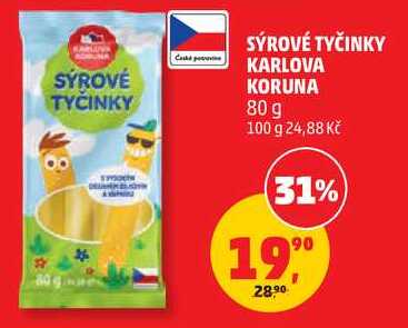 SÝROVÉ TYČINKY KARLOVA KORUNA, 80 g
