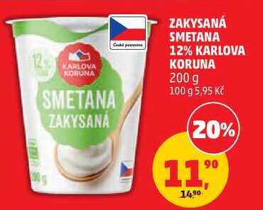 ZAKYSANÁ SMETANA 12% KARLOVA KORUNA, 200 g 
