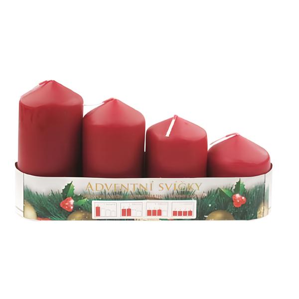 Anděl Přerov Bordó adventní svíčky válcové 60–105 × 50 mm, sada