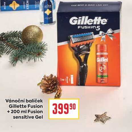 Vánoční balíček Gillette Fusion + 200 ml Fusion sensitive Gel