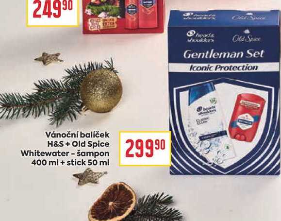 Vánoční balíček H&S + Old Spice Whitewater - šampon 400 ml + stick 50 ml