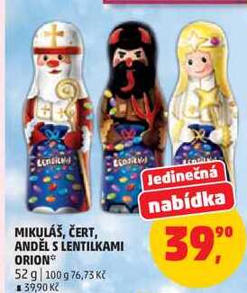 MIKULÁŠ, ČERT, ANDĚL S LENTILKAMI ORION, 52 g