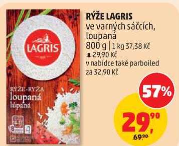 RÝŽE LAGRIS ve varných sáčcích, loupaná, 800 g 