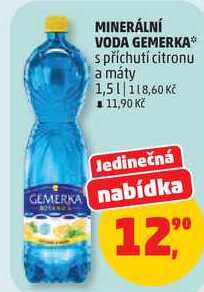 GEMERKA s příchutí citronu a máty, 1,5 l