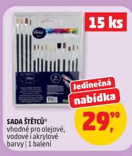 SADA ŠTĚTCŮ vhodné pro olejové, vodové í akrylové barvy, 1 balení  