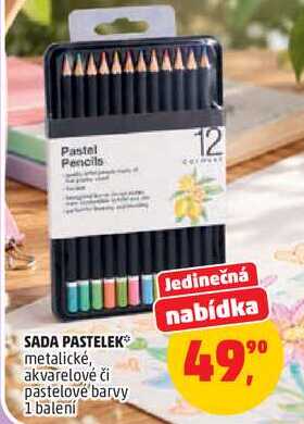 SADA PASTELEK metalické, akvarelové či pastelové barvy, 1 balení  