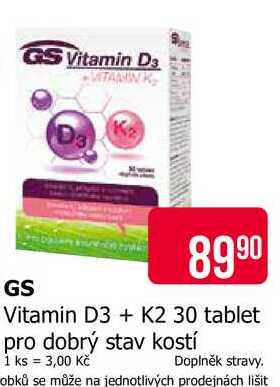 GS Vitamin D3 + K2 30 tablet 