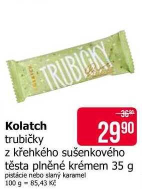 Kolatch trubičky z křehkého sušenkového těsta plněné krémem 35 g 