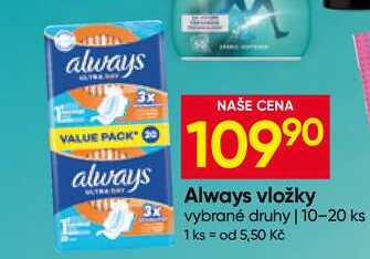 Always vložky vybrané druhy 10-20 ks